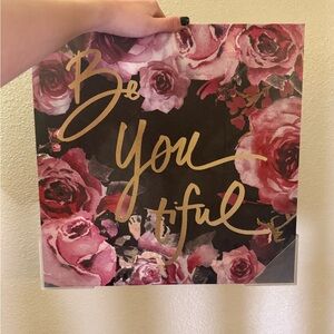 Source Unknown Pink and Gold Floral Wall Art